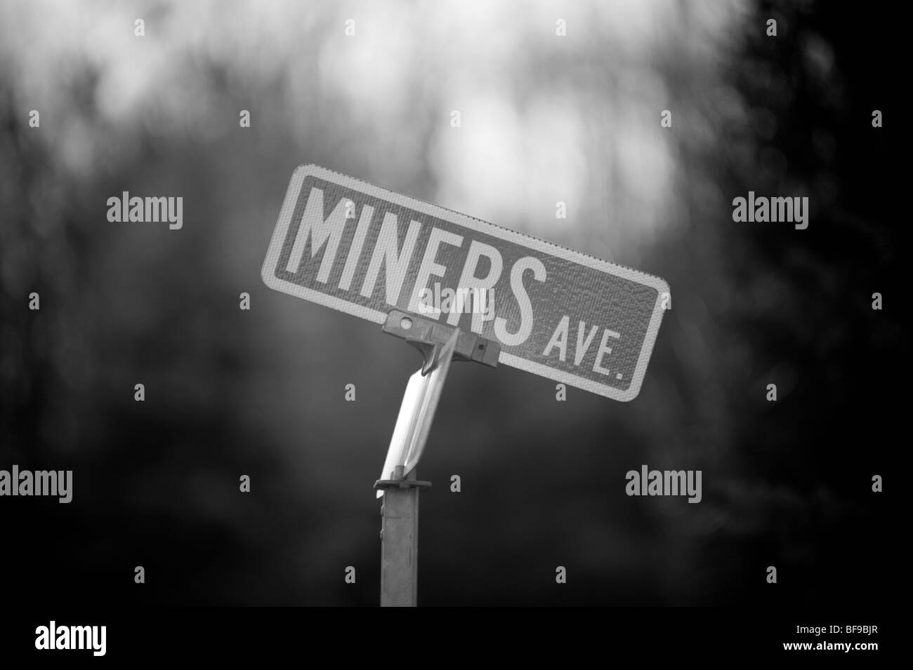 Coal relics in the Georges Creek Valley  Western Maryland , Miners Ave. sign Stock Photo