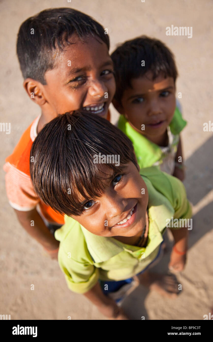 Indian children at the Pushkar Mela in Pushkar in Rajasthan India Stock Photo