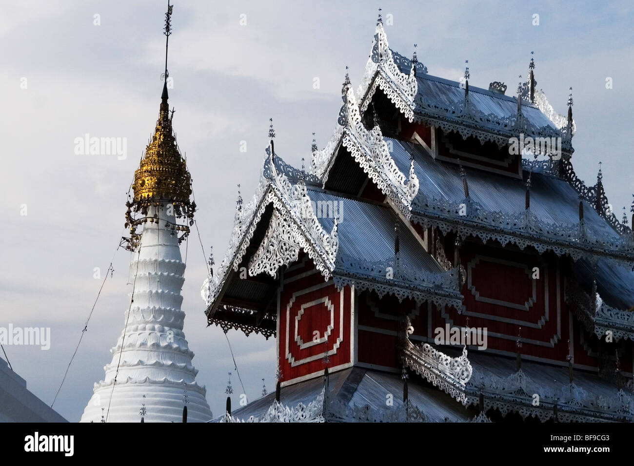 Wat Jong Kham temple, Mae Hong Son, North Thailand. Stock Photo