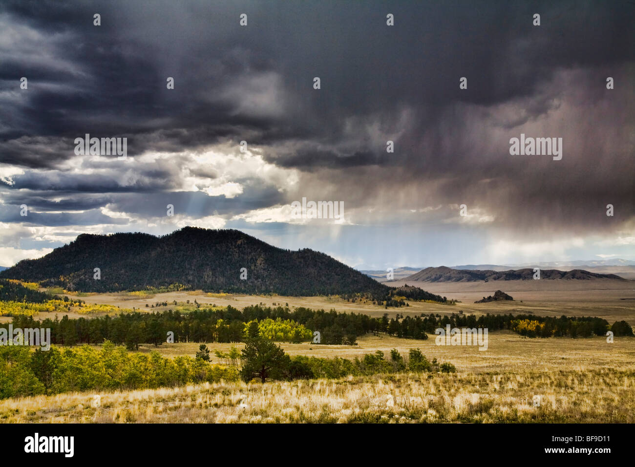 A thunderstorm over Spinney State Recreation area, Colorado. Stock Photo