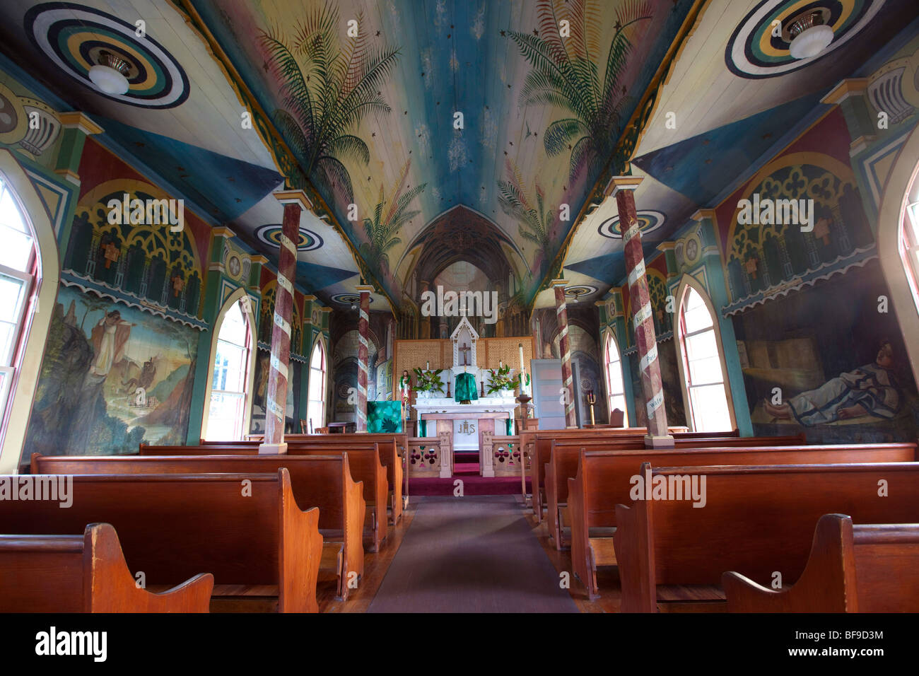 St. Benedicts Painted Church, 1899, Captain Cook, Island of Hawaii Stock Photo
