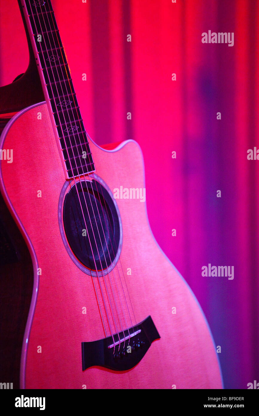 Classical guitar on stage Stock Photo Alamy