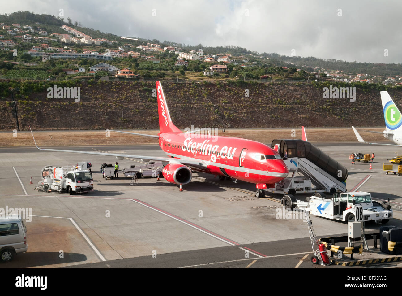 A Sterling plane on the tarmac, Funchal airport, Funchal, Madeira Stock Photo