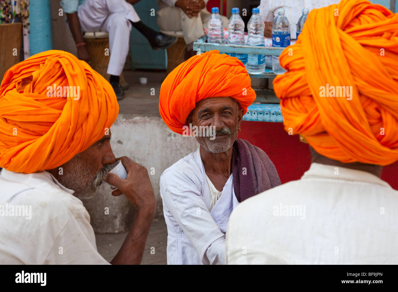 Rajput men at the Camel Fair in Pushkar in Rajasthan India Stock Photo