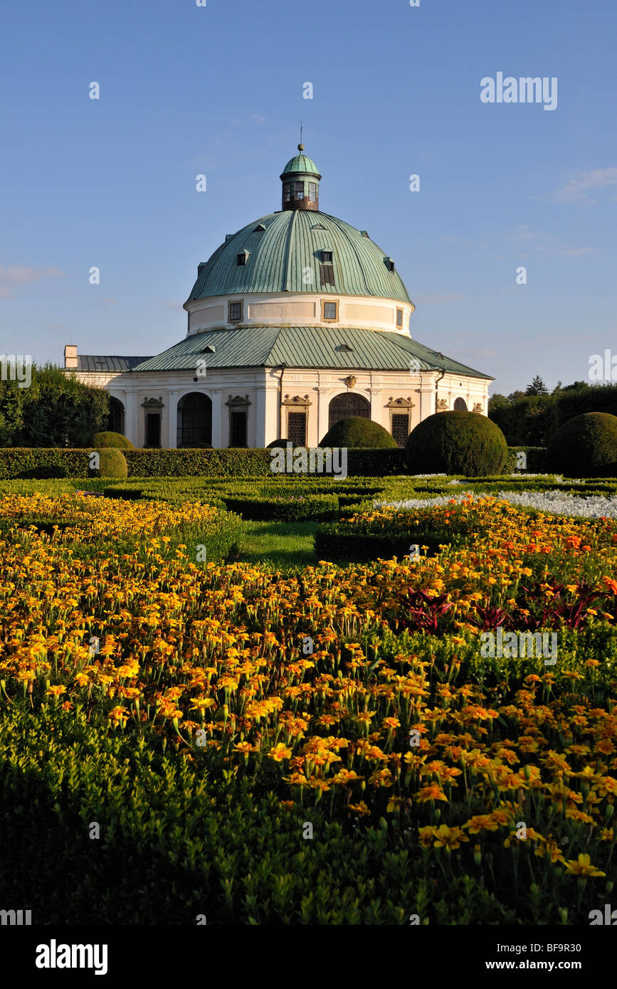 Early-Baroque Flower Garden (Pleasure Garden, Kvetna zahrada or Libosad) with Octagonal Rotunda in Kromeriz, Czech Republic Stock Photo