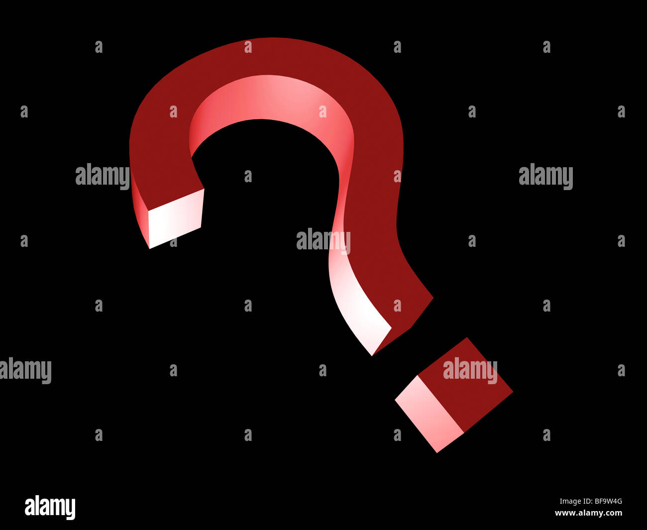 3d rendered high resolution big red question mark isolated on black. Stock Photo
