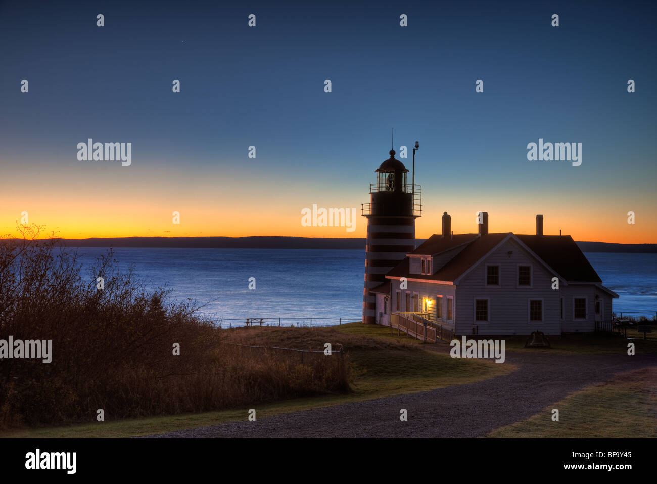 West Quoddy Head Light in Lubec, Maine with Venus rising prior to