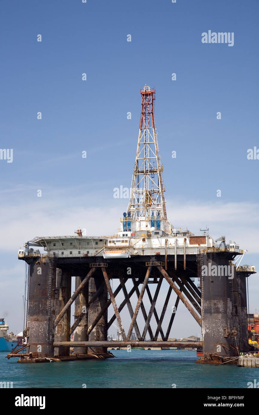 Oil Rig in Table Bay - Cape Town Stock Photo