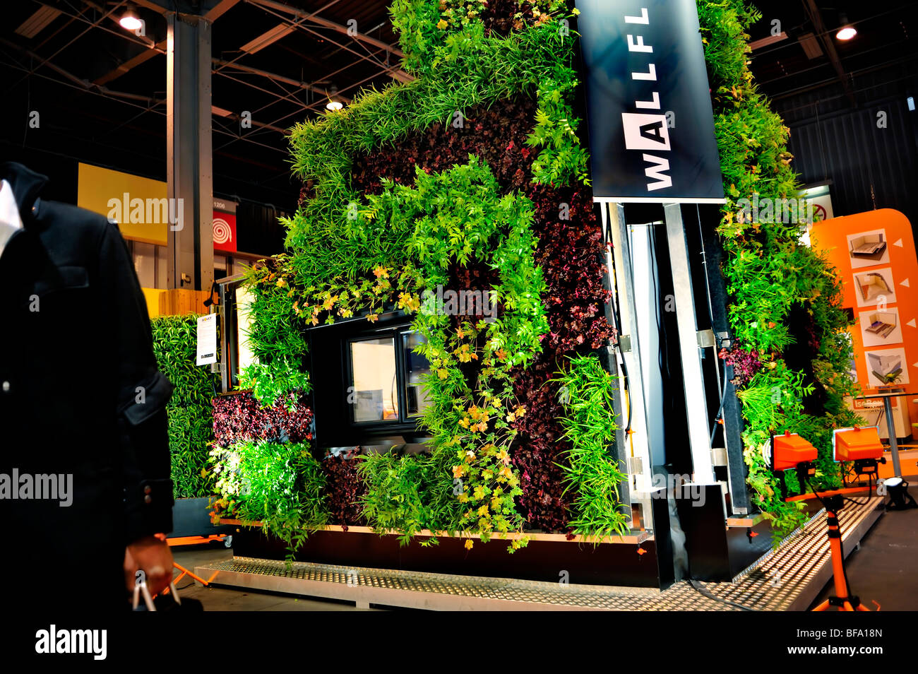 Paris, France, Construction Equipment 'Trade Show', 'Salon Batimat', Vegetal Display, Green Wall Marketing, global green economy concept, vertical Stock Photo