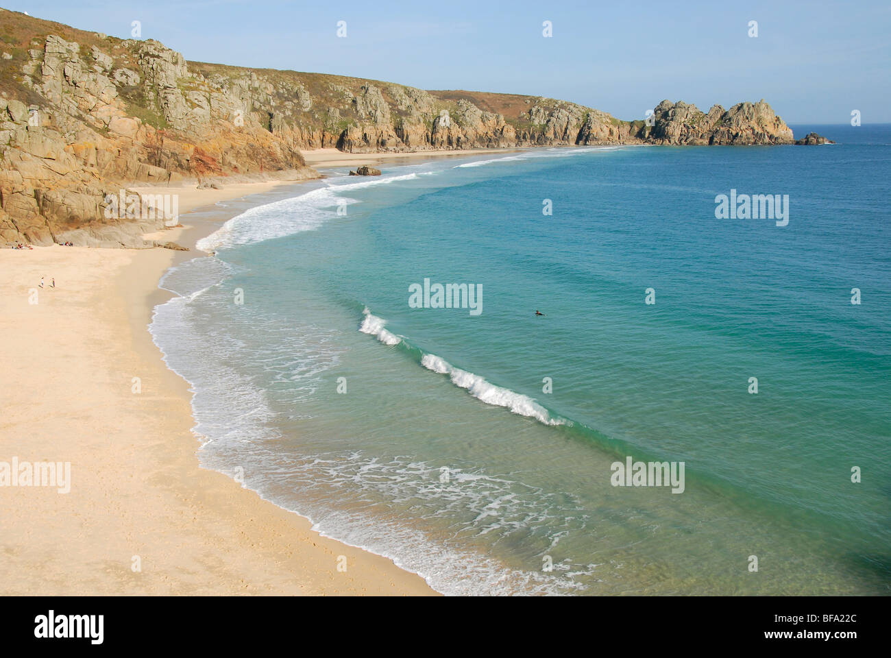 Porthcurno Beach, Pedn Vounder Beach, South Coast, Cornwall, England, United Kingdom, Europe Stock Photo