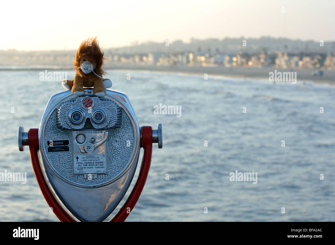 Telescope at the Huntington Beach Pier,  California, (June 2005) Stock Photo