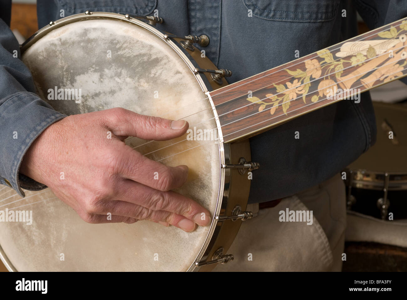 Banjo Maker Kevin Enoch Stock Photo