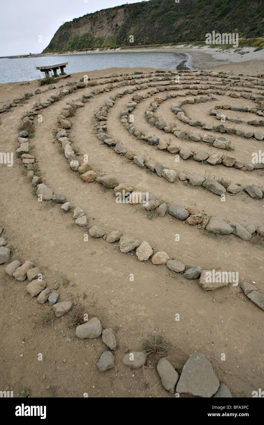 Mysterious maze of rocks by the sea, Half Moon Bay, California. Stock Photo