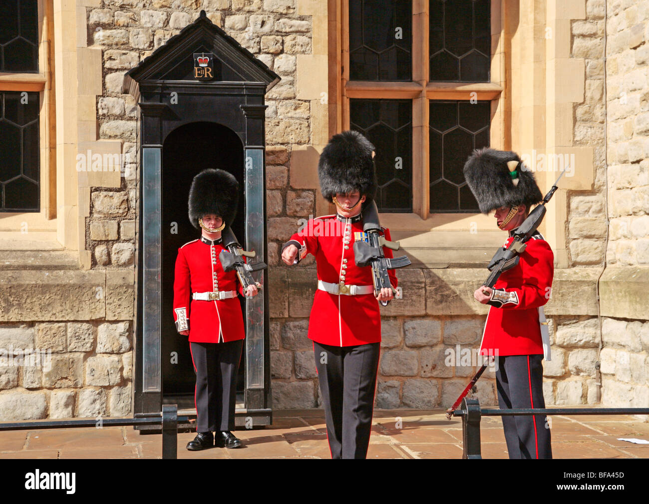 Changing of the Guard at Waterloo Barracks at the Tower of London, Great Britain Stock Photo