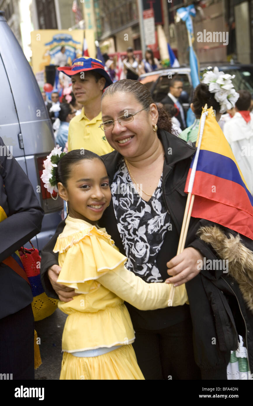 2009 Hispanic Day Parade in NYC. Mother and daughter representing