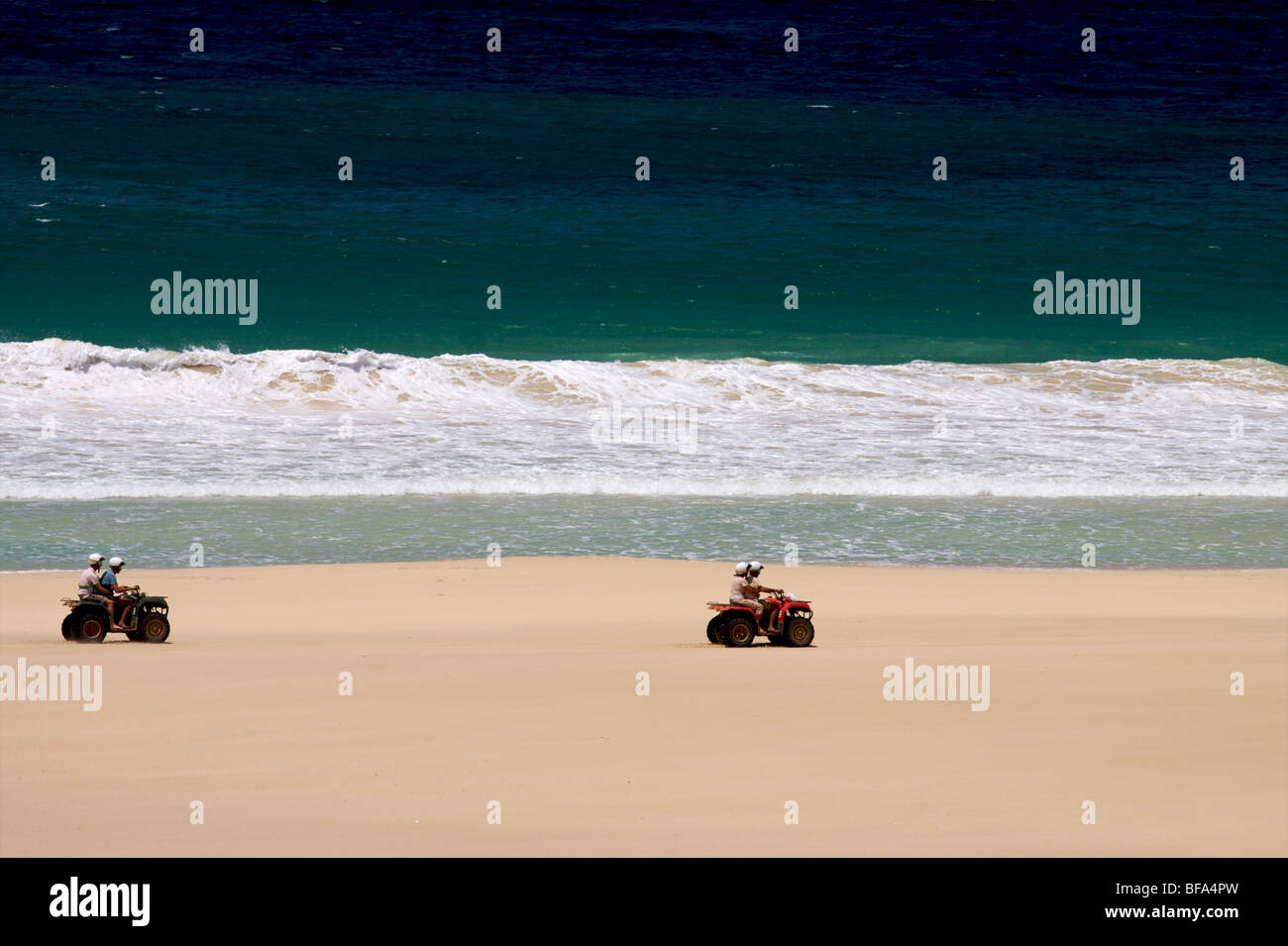 Some quads on the beach Praia de Chavez, Boa Vista, Cape-Verde Stock Photo