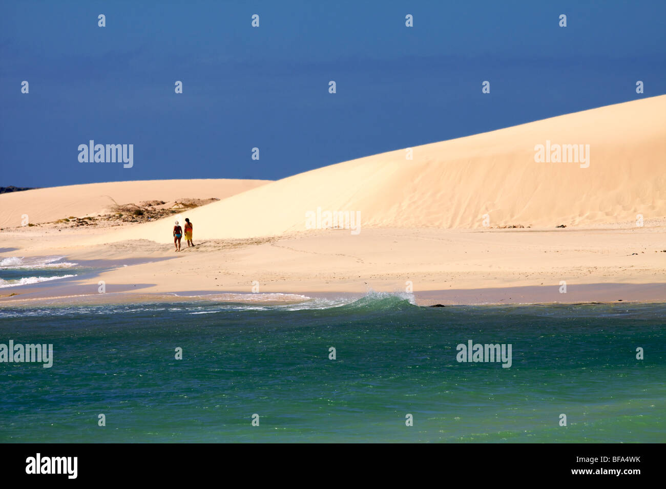 The beach Praia de Chavez, on the west coast of Boa Vista, Cape-Verde Stock Photo