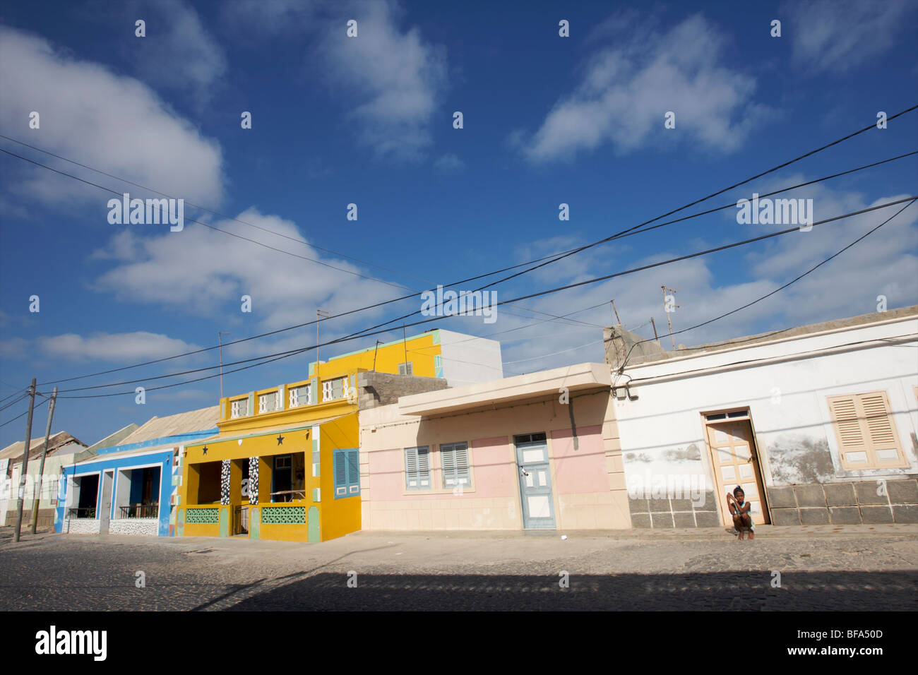 On the harbour of Sal Rei, capitale of Boa Vista, Cape-Verde Stock Photo