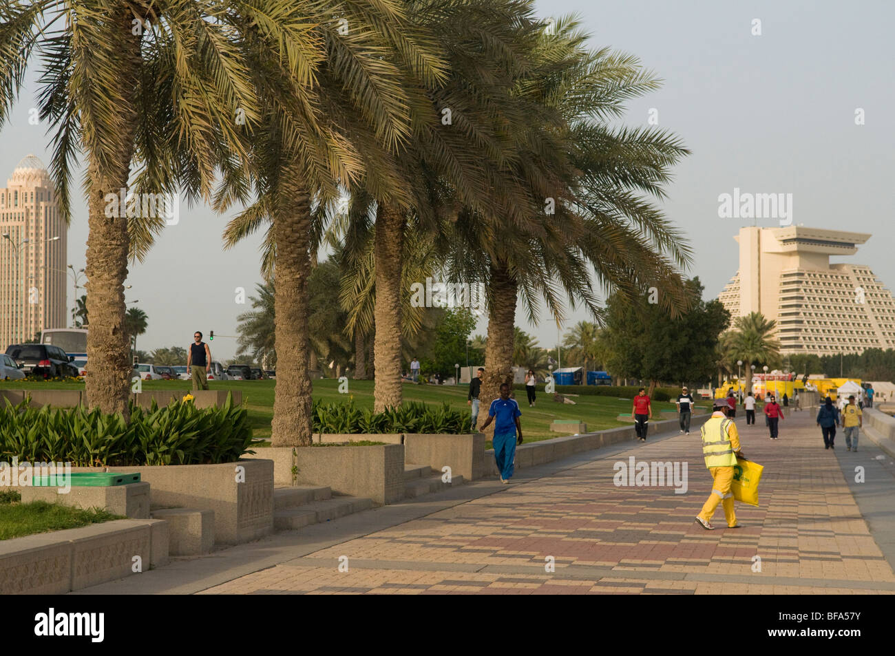 Al Corniche with the Sheraton Hotel in the background Stock Photo