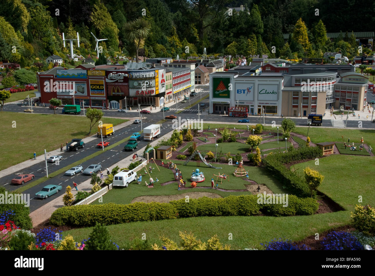 Model village of town high street Stock Photo