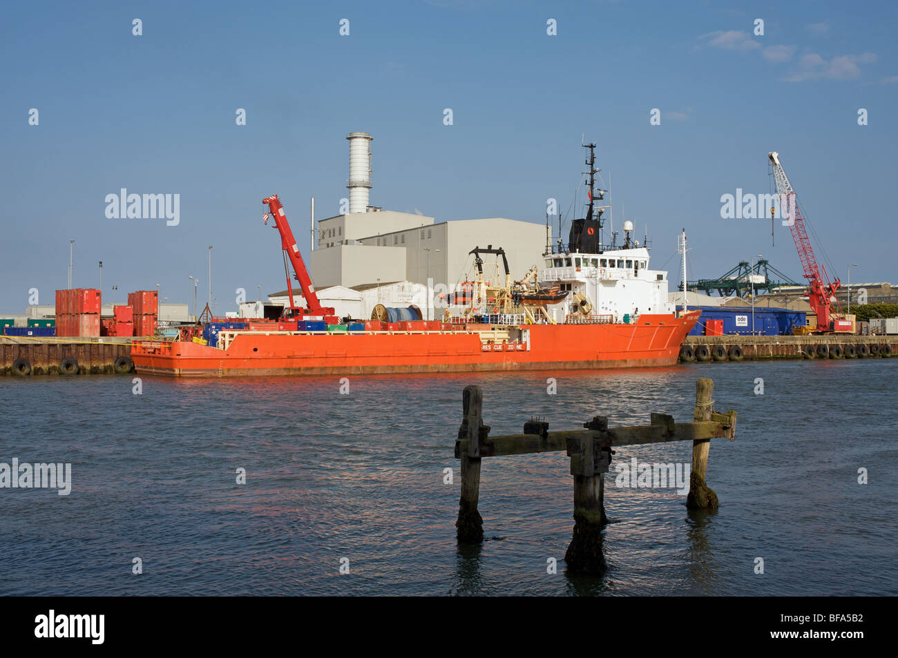 Putford Voyager, a North Sea gas field supply vessel, Great Yarmouth, Norfolk, UK Stock Photo