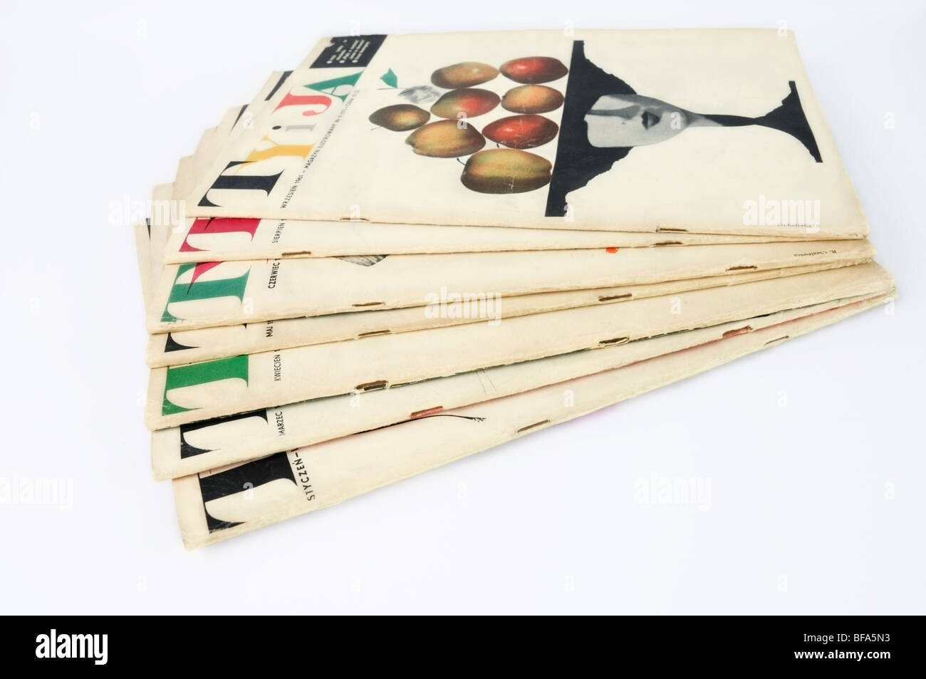 Seven copies of Ty i Ja, ‘You and Me’ Illustrated Polish Magazine collection from 1961, front cover by R. Cieślewicz Poland, EU Stock Photo