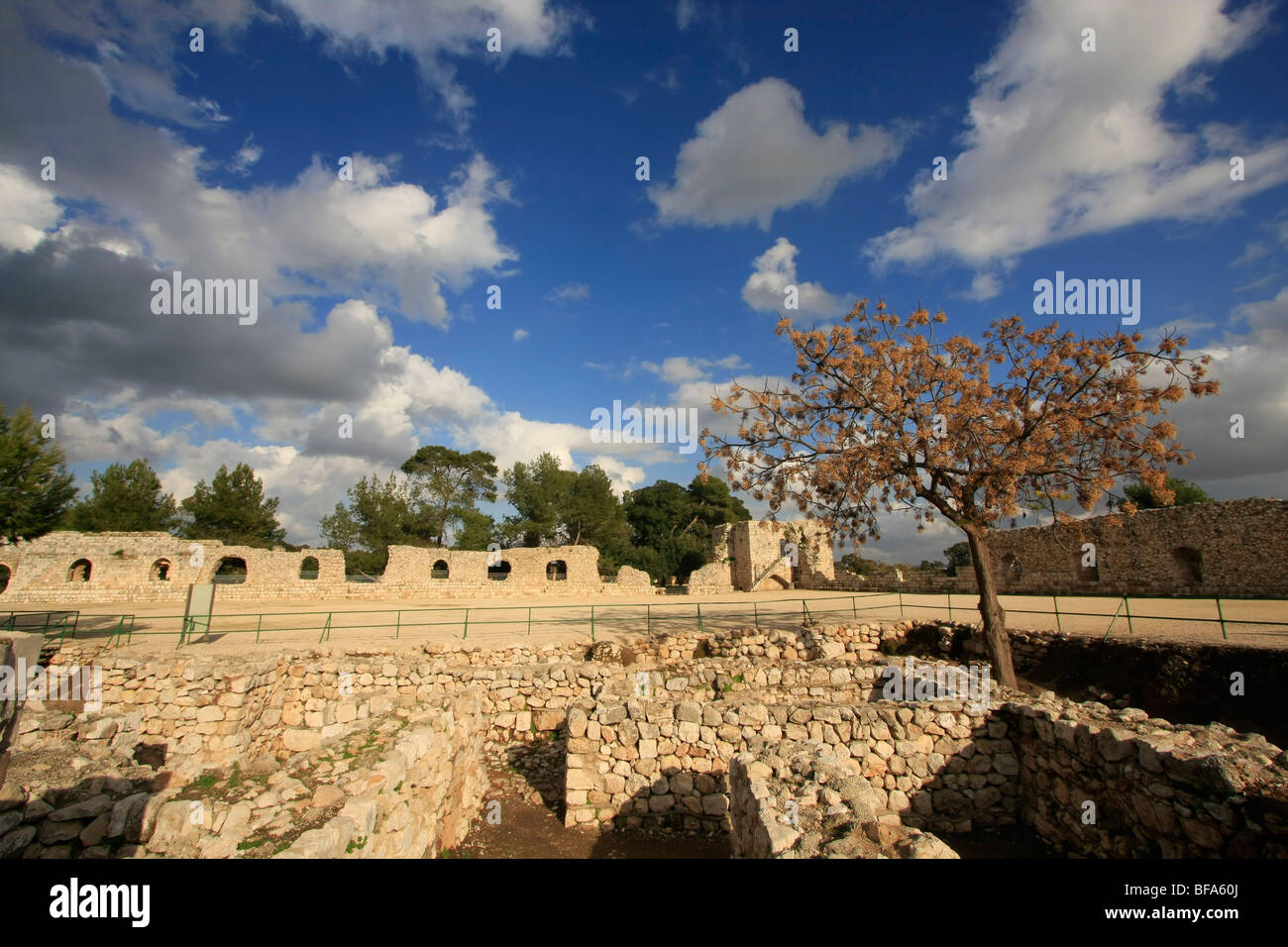 Israel, Sharon region. Ruins of the Egyptian fort on Tel Afek, built in the late Bronze Age Stock Photo