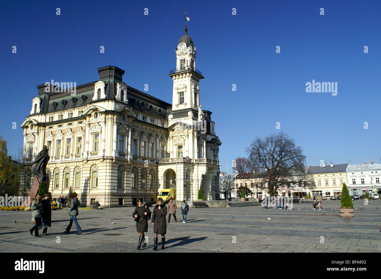 Market square with town hall in Nowy Sacz. Poland Stock Photo Alamy