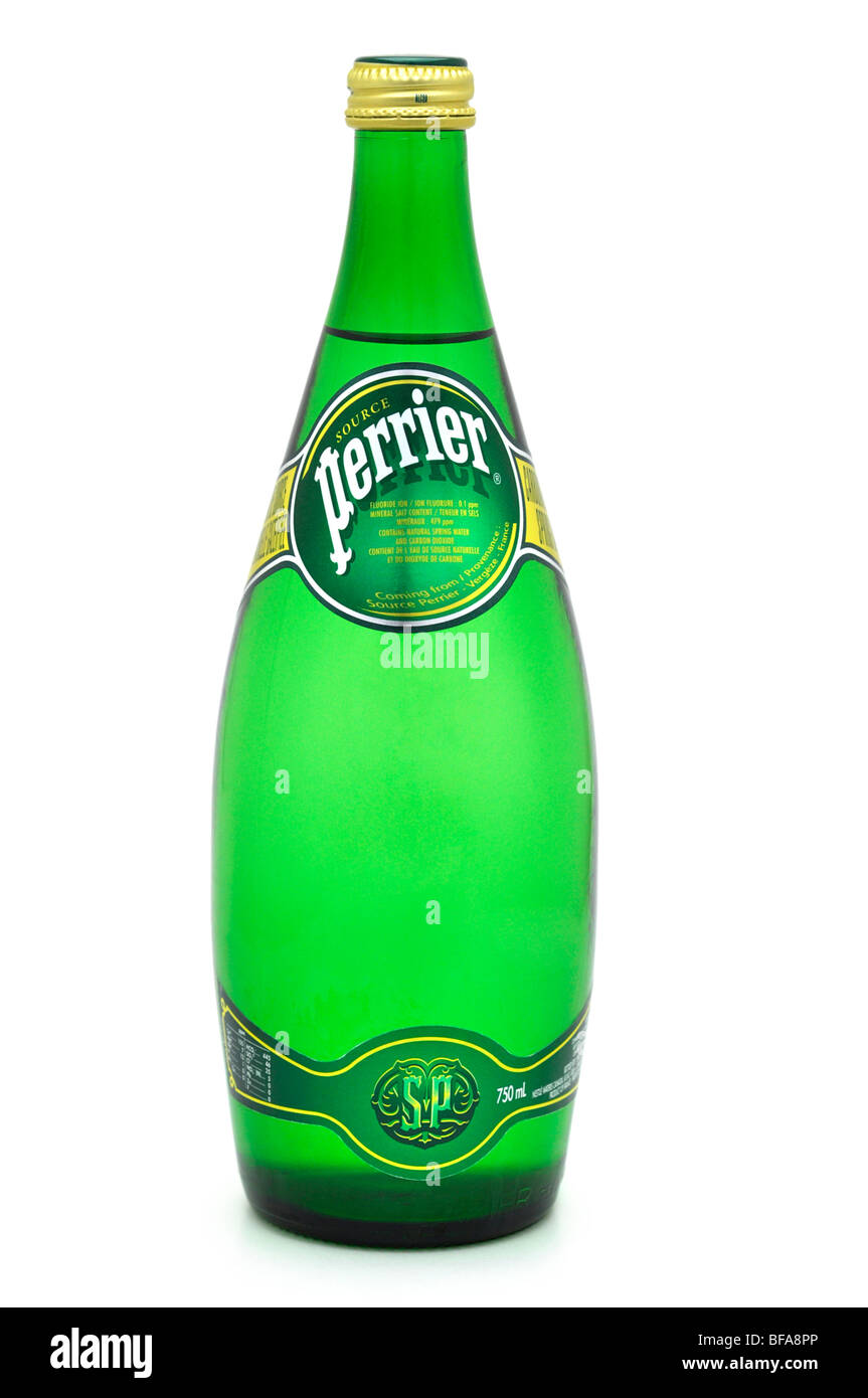 Bottle of Carbonated Spring Water, Perrier Stock Photo