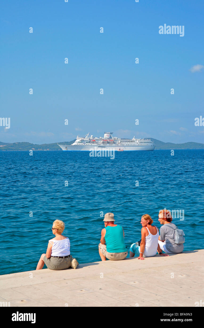 cruise ship anchoring off Zadar, North Dalmatia, Croatia Stock Photo