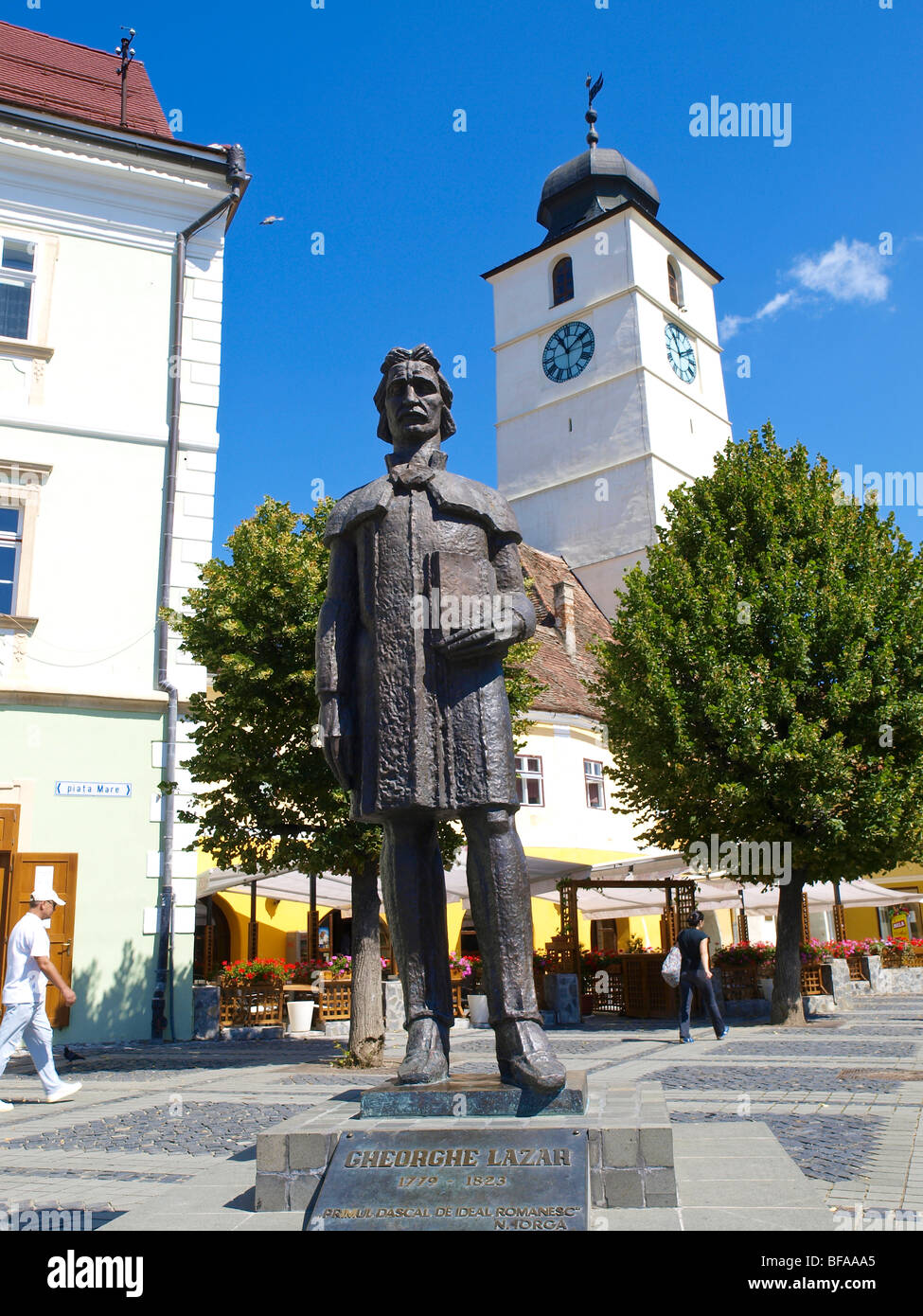 Sibiu, city center, statue Gheorghe Lazar Stock Photo