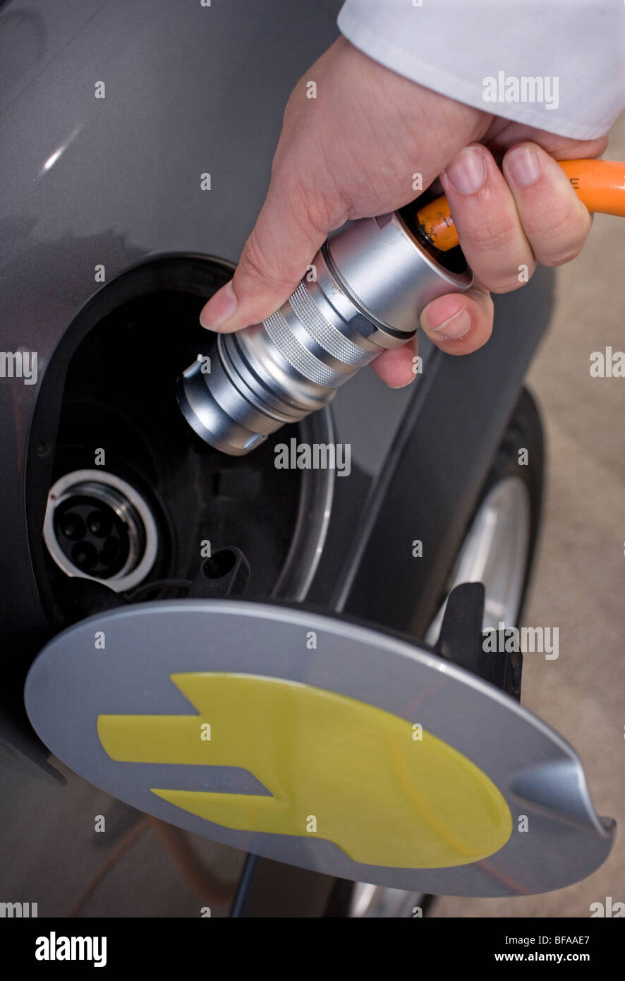 Charging plug for an electric car . Stock Photo