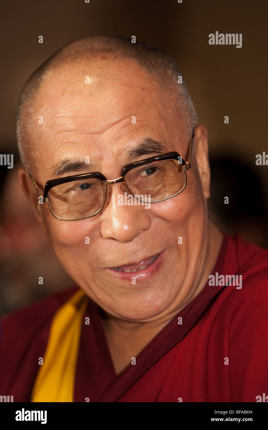 Dalai Lama Tenzin Gyatso, speaking at a function Stock Photo Alamy
