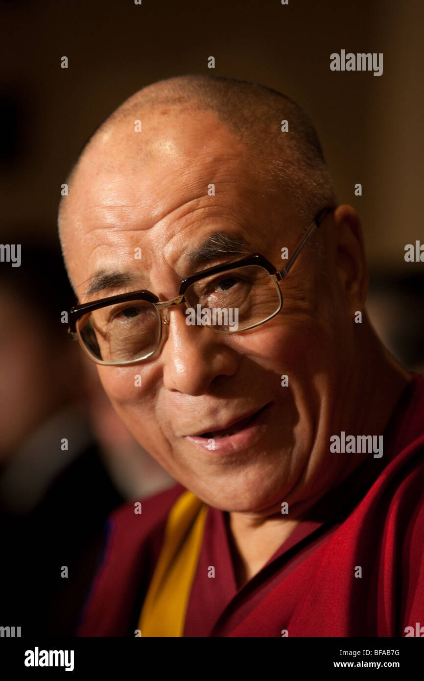 Dalai Lama Tenzin Gyatso, speaking at a function Stock Photo Alamy
