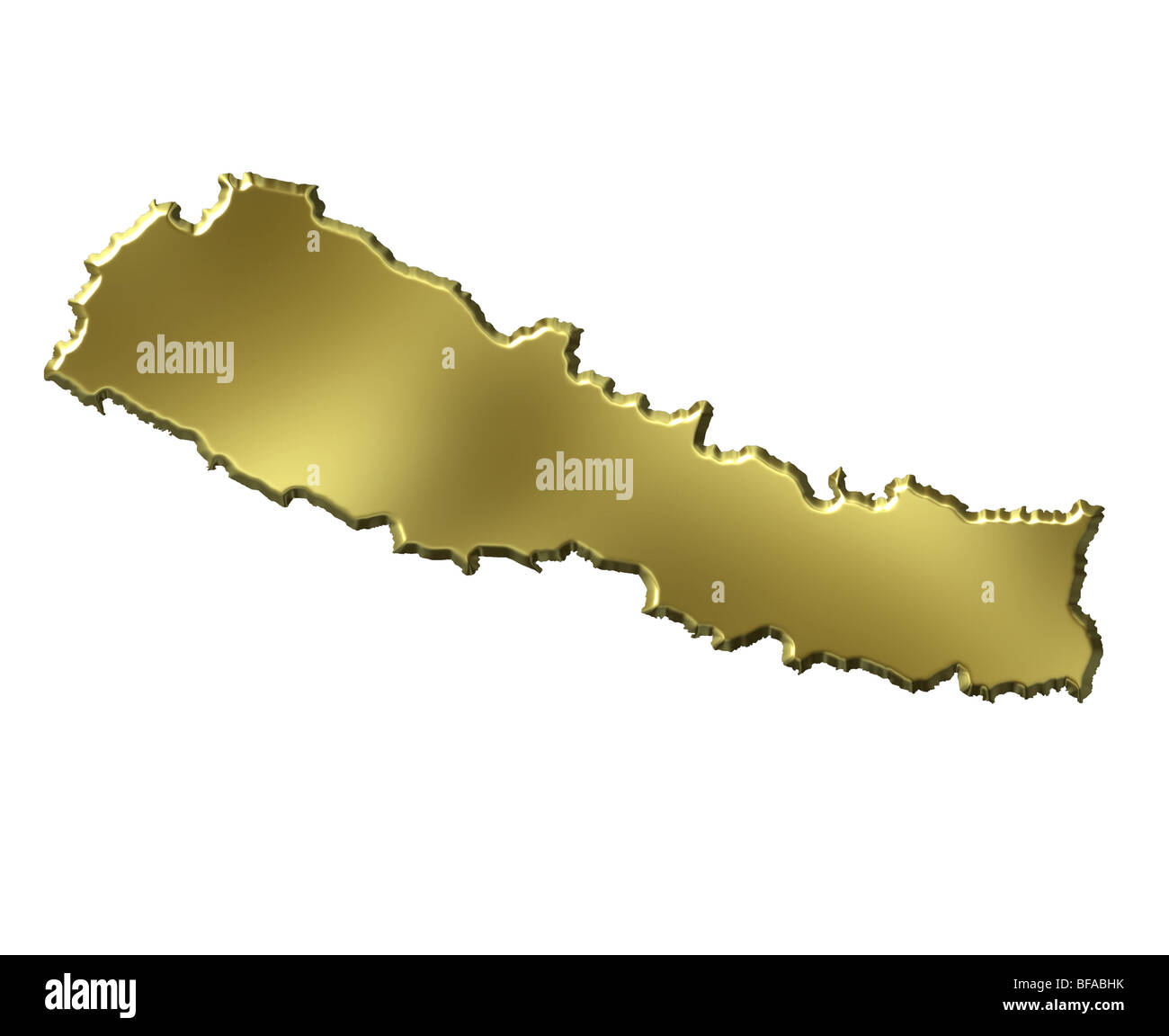 Nepal 3d golden map Stock Photo