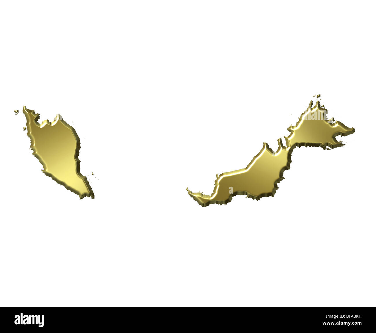 Malaysia 3d golden map Stock Photo