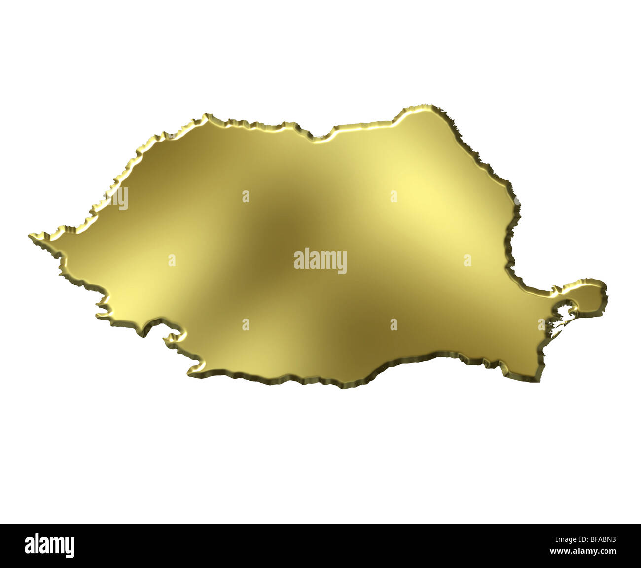 Romania 3d golden map Stock Photo