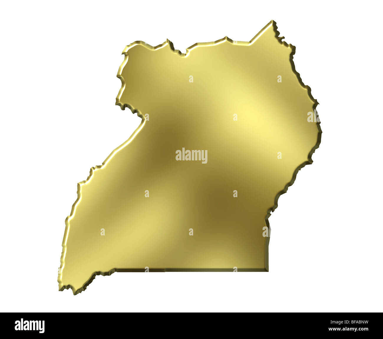 Uganda 3d golden map Stock Photo