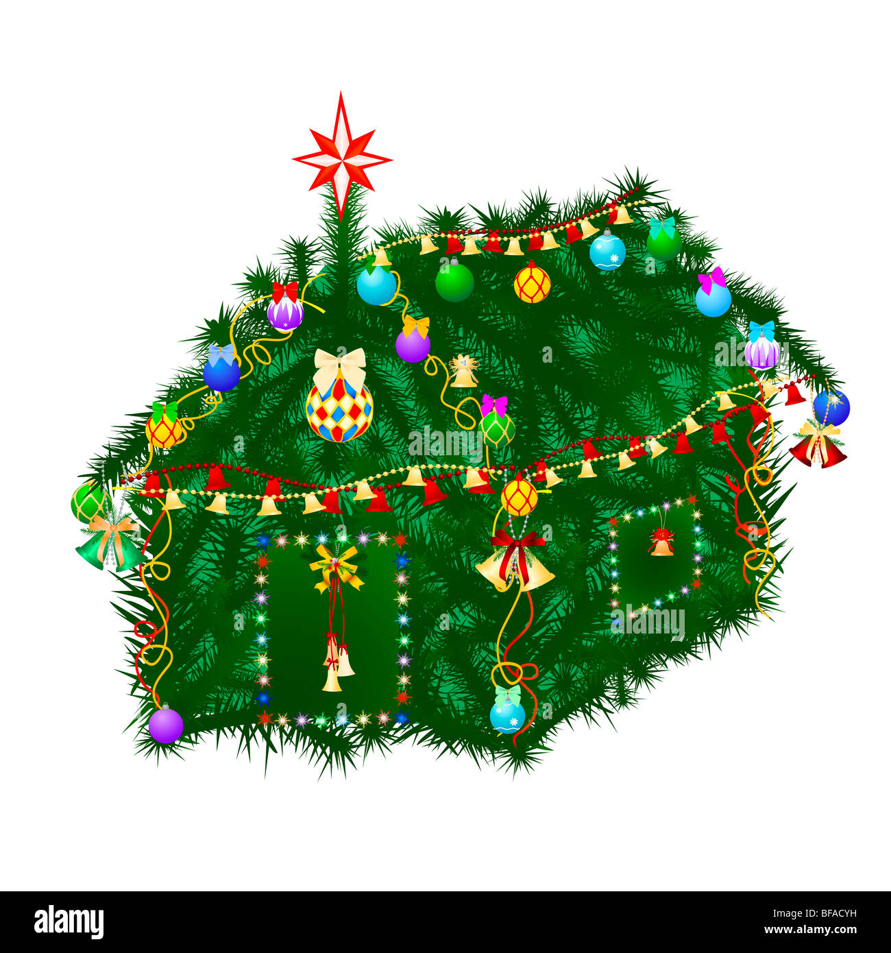 House of fir twigs, decorated for Christmas Stock Photo