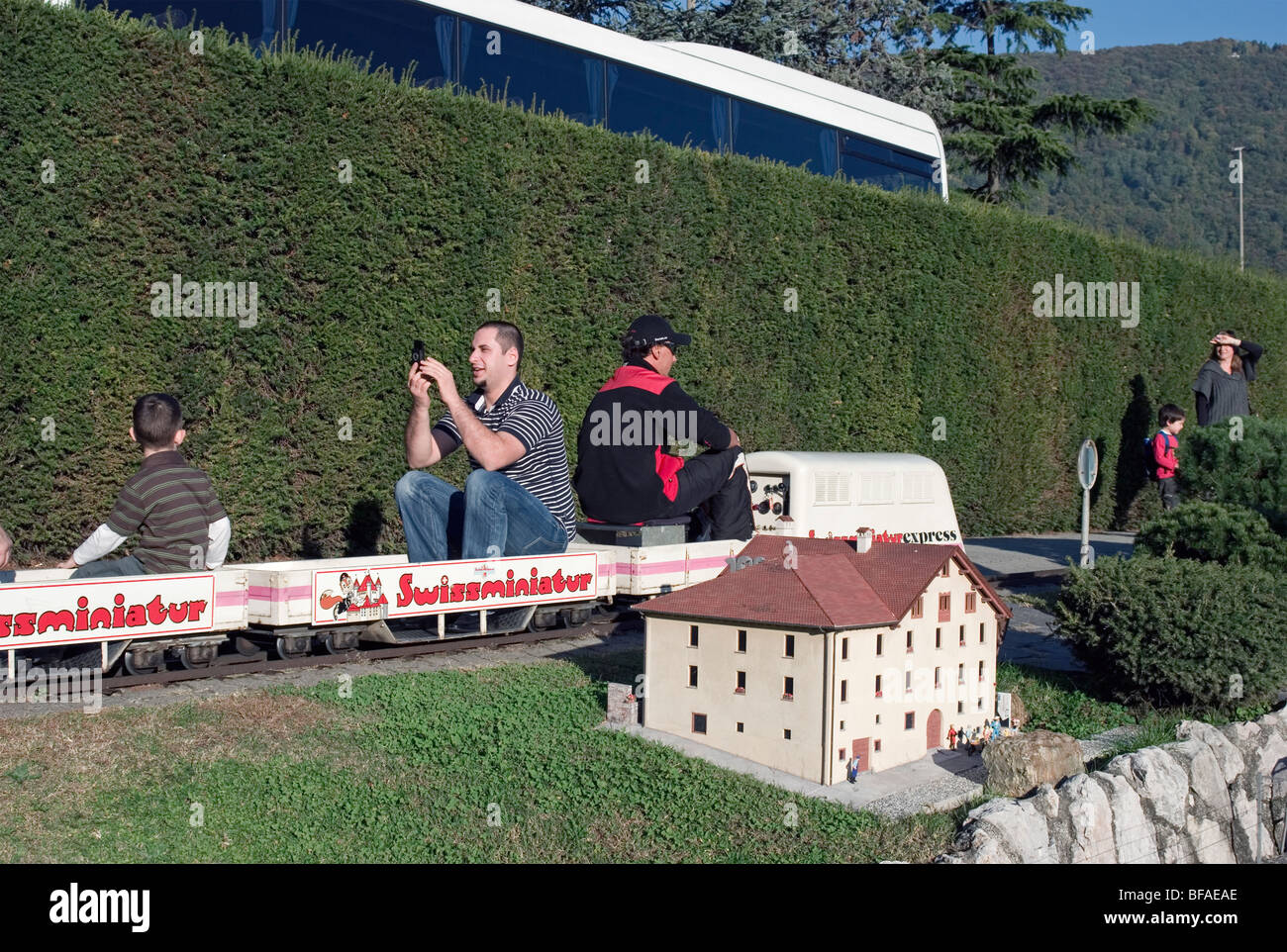 visitors at Swissminiatur - Melide - Lugano - Switzeralnd Stock Photo