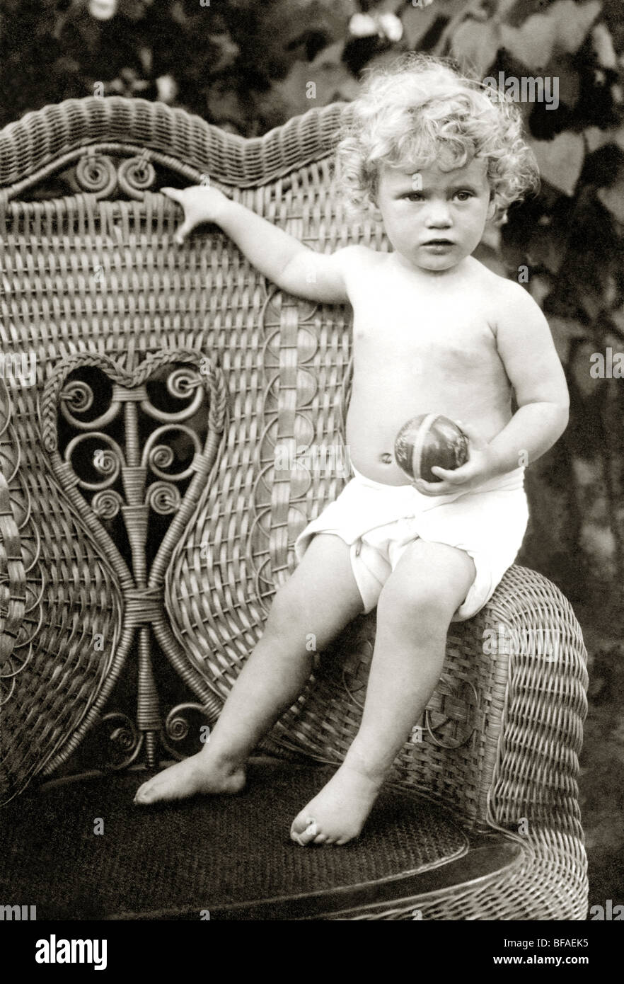 Tousle Haired Infant Boy With Toy Ball Stock Photo 26661241 Alamy