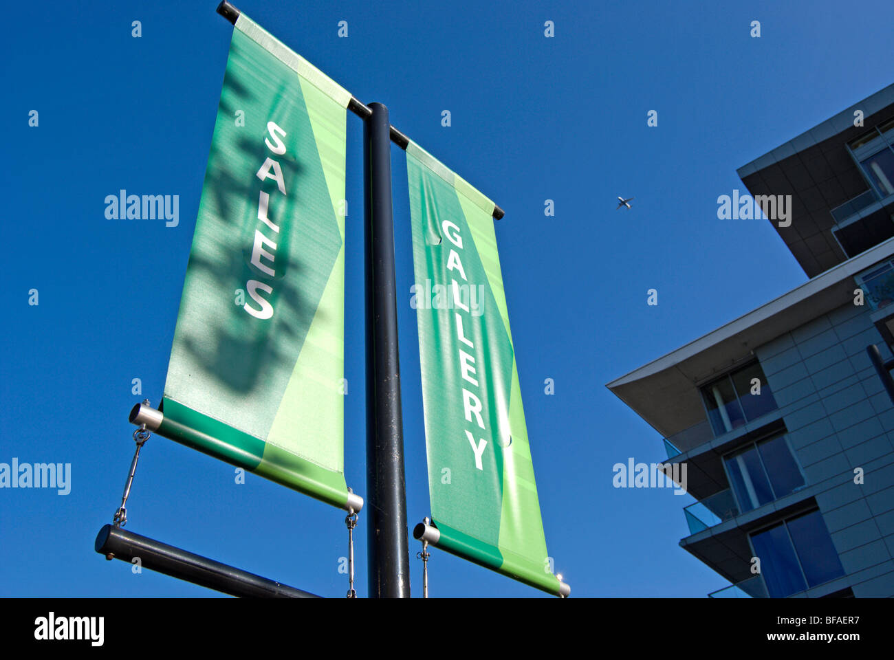 sales gallery banner for the apartments of the riverside quarter