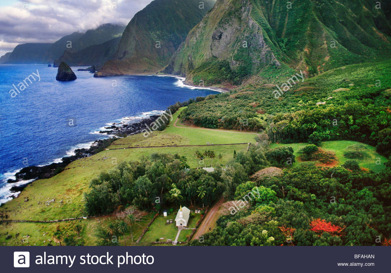 Leper colony (aerial), Molokai, Hawaii Stock Photo 26663357 Alamy