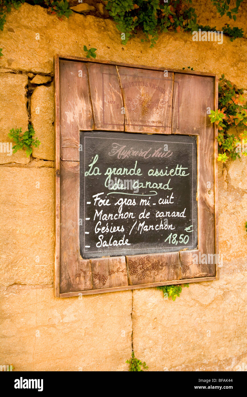 Lunch and dinner menu - Montignac, Dordogne, South West France, Europe Stock Photo