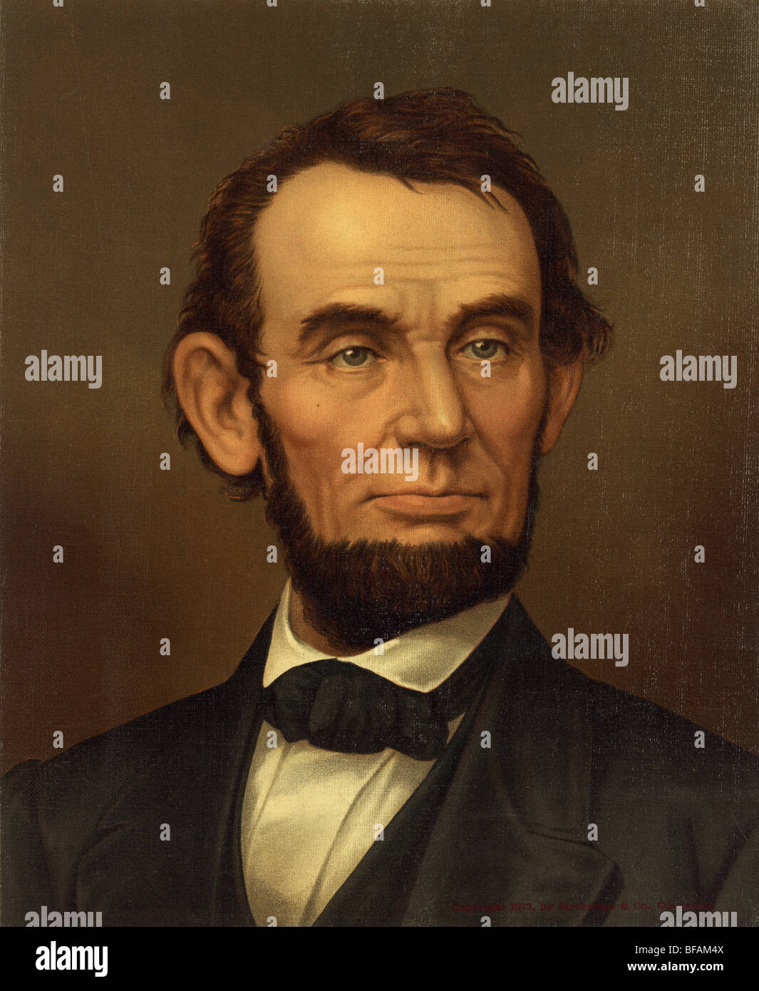 Portrait c1877 of Abraham Lincoln - Lincoln (1809 - 1865) was the 16th US President (1861 - 1865) and first to be assassinated. Stock Photo