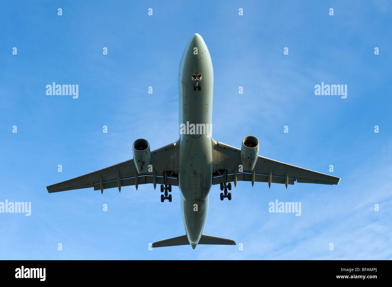 airplane landing at vancouver bc airport Stock Photo