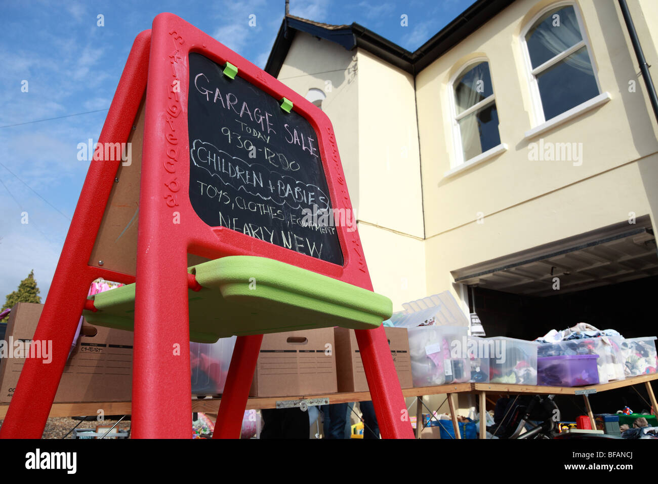 photograph of house garage sale Stock Photo Alamy