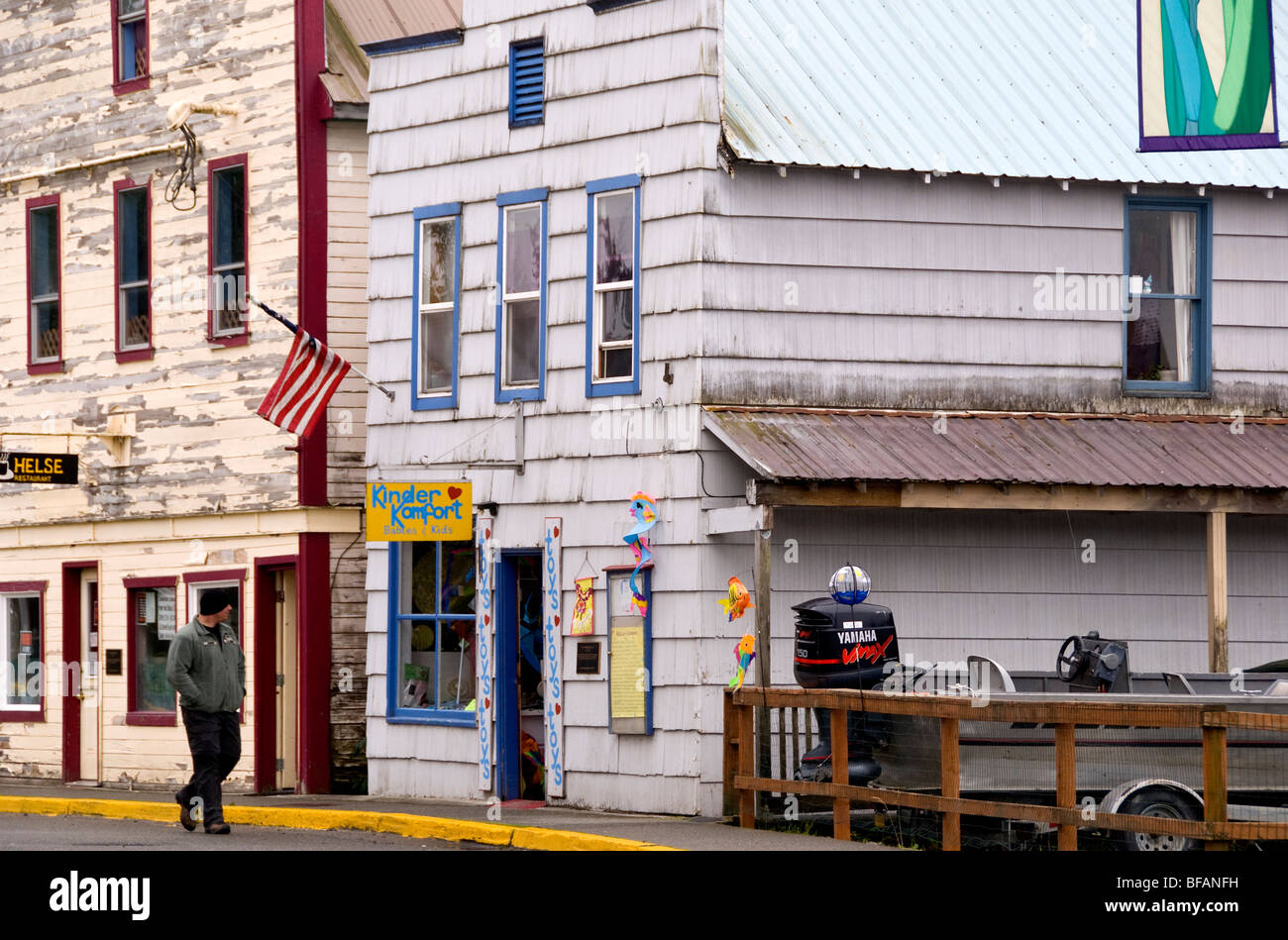 A restaurant and children's store in Petersburg, Alaska Stock Photo Alamy