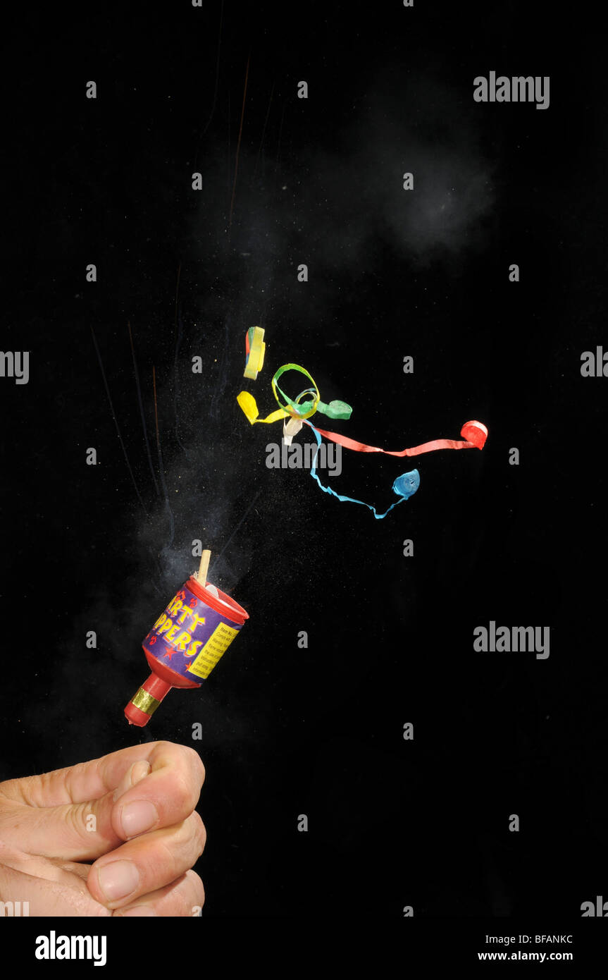 Party popper popping Stock Photo Alamy