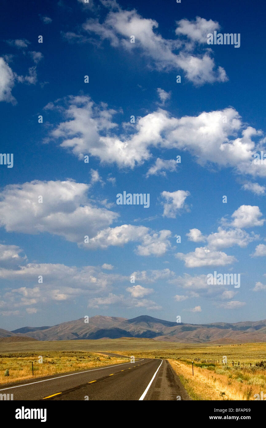 US Highway 20 near Arco, Idaho, USA. Stock Photo